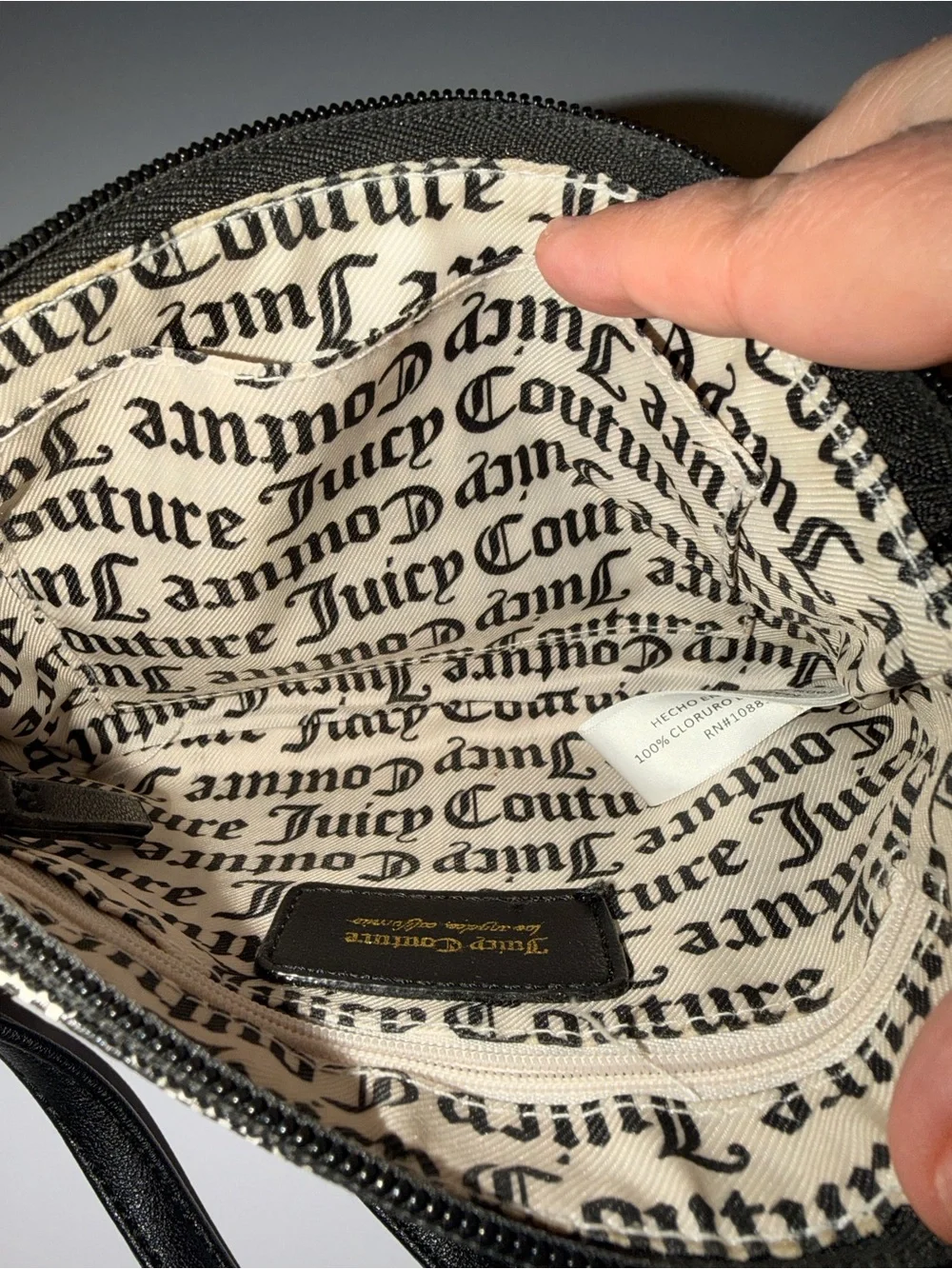 Juicy Couture Black and Gold Logo Shoulder Bag